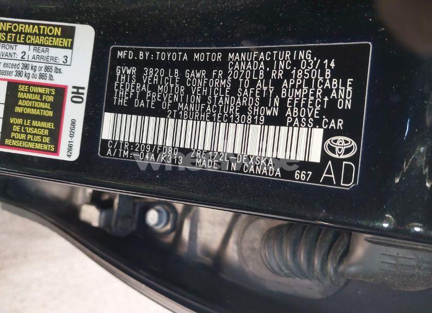 Photo 9 of 2014 Toyota Corolla S PLUS (VIN 2T1BURHE1EC130819)