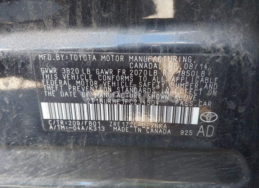 Photo 9 of 2015 Toyota Corolla LE (VIN 2T1BURHE1FC234504)