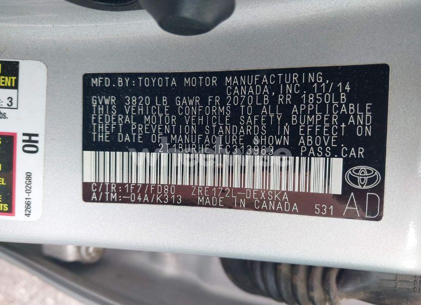 Photo 9 of 2015 Toyota Corolla S PLUS (VIN 2T1BURHE1FC313963)