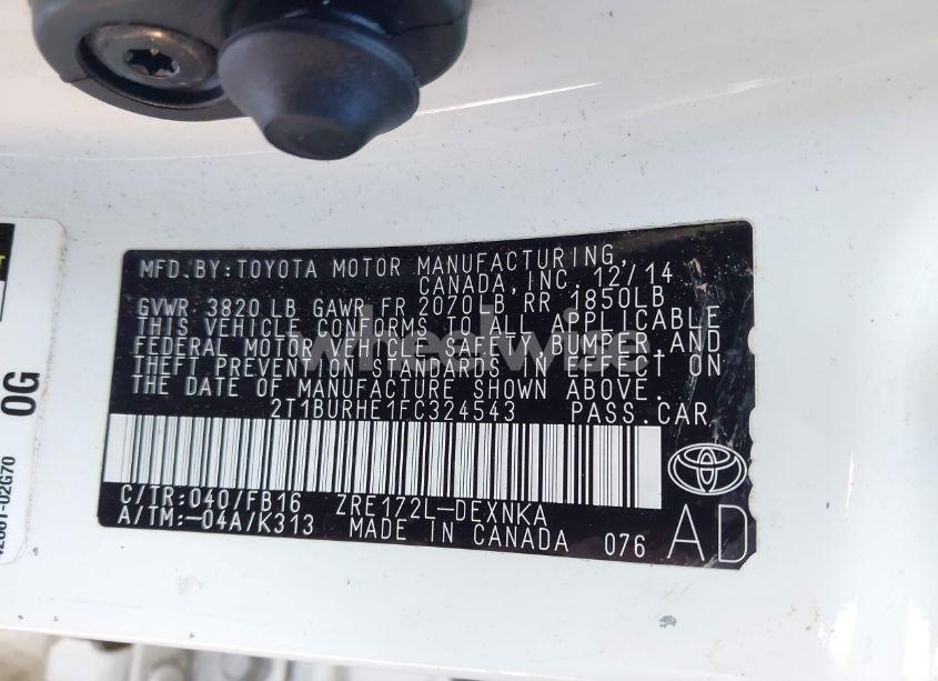 Photo 9 of 2015 Toyota Corolla LE (VIN 2T1BURHE1FC324543)