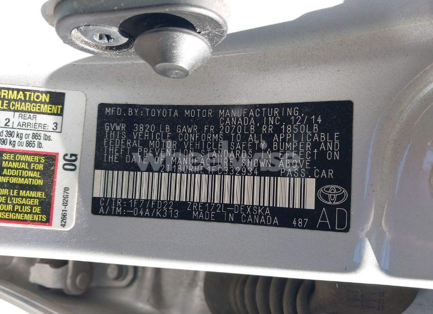 Photo 9 of 2015 Toyota Corolla S (VIN 2T1BURHE1FC332934)