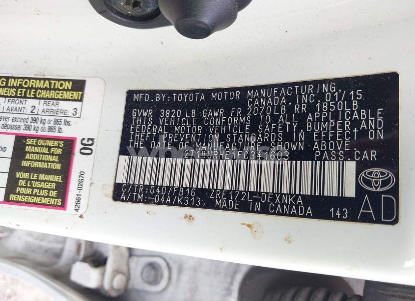 Photo 9 of 2015 Toyota Corolla LE (VIN 2T1BURHE1FC341603)