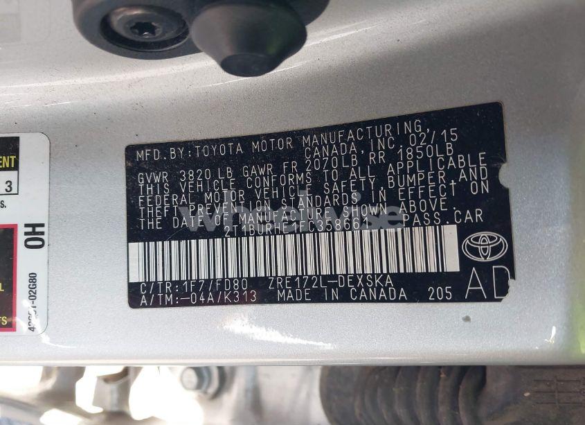 Photo 9 of 2015 Toyota Corolla S PLUS (VIN 2T1BURHE1FC358661)