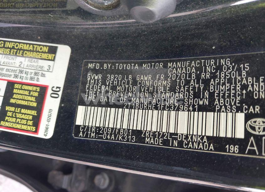 Photo 9 of 2015 Toyota Corolla LE (VIN 2T1BURHE1FC379641)