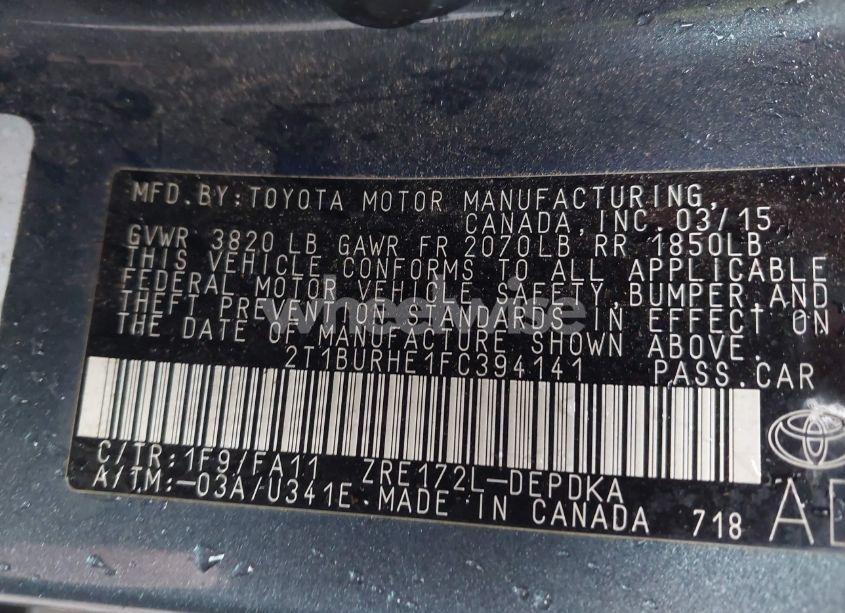 Photo 9 of 2015 Toyota Corolla L (VIN 2T1BURHE1FC394141)