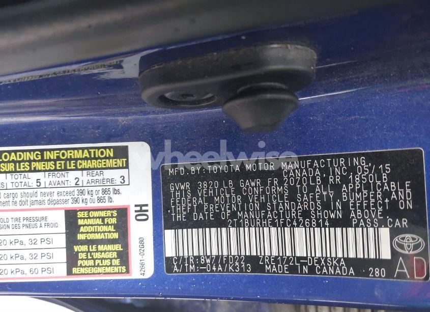 Photo 9 of 2015 Toyota Corolla S PLUS (VIN 2T1BURHE1FC426814)