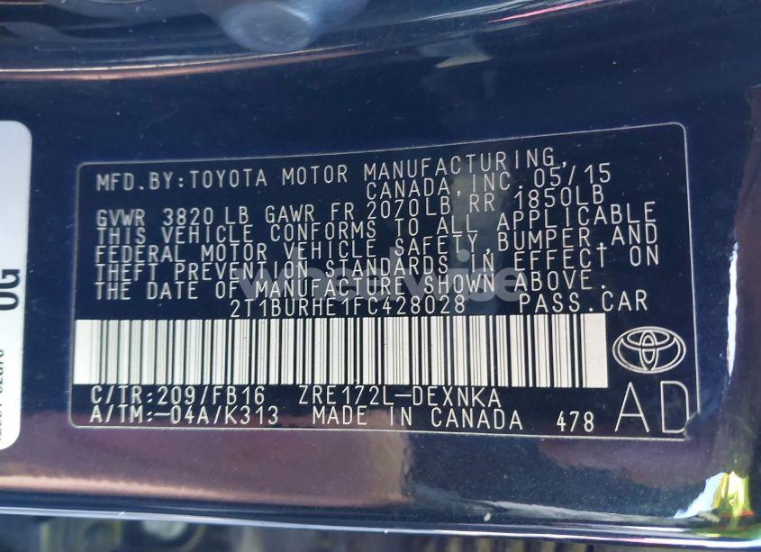 Photo 9 of 2015 Toyota Corolla LE (VIN 2T1BURHE1FC428028)