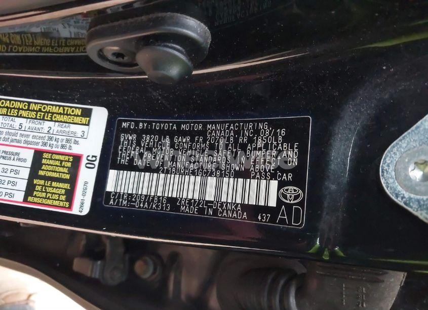 Photo 9 of 2016 Toyota Corolla LE (VIN 2T1BURHE1GC738150)