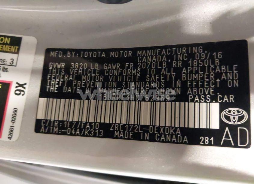 Photo 9 of 2017 Toyota Corolla L (VIN 2T1BURHE1HC752969)