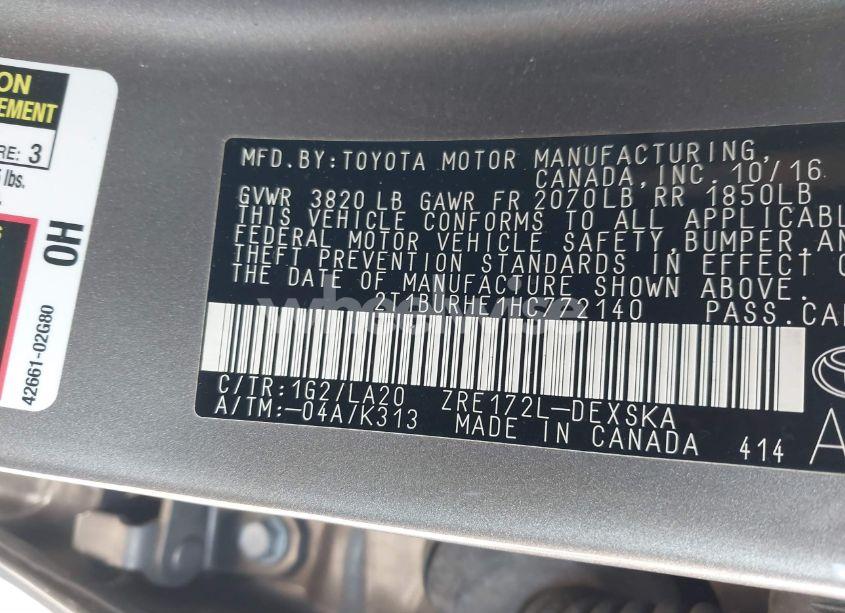 Photo 9 of 2017 Toyota Corolla XSE (VIN 2T1BURHE1HC772140)