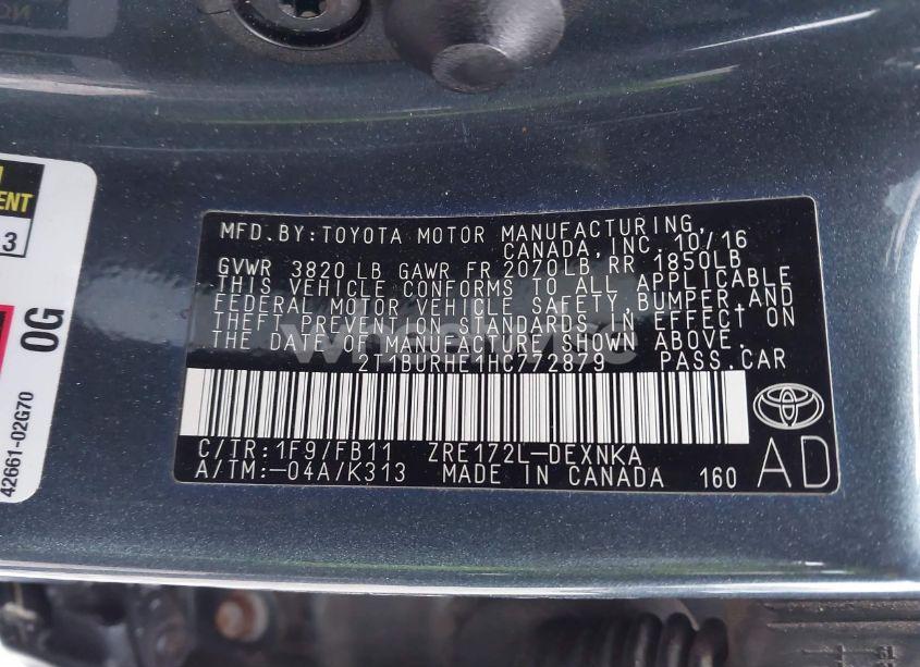 Photo 9 of 2017 Toyota Corolla LE (VIN 2T1BURHE1HC772879)