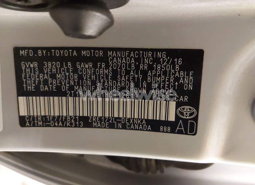 Photo 9 of 2017 Toyota Corolla LE (VIN 2T1BURHE1HC812619)