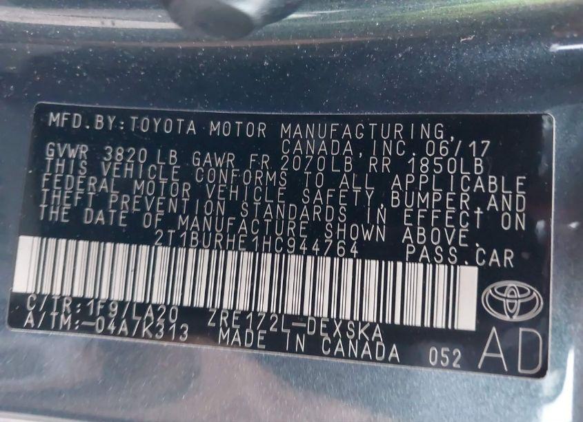 Photo 9 of 2017 Toyota Corolla XSE (VIN 2T1BURHE1HC944764)