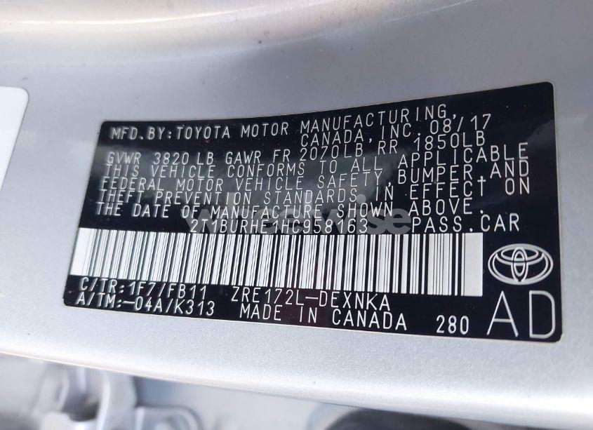 Photo 9 of 2017 Toyota Corolla LE (VIN 2T1BURHE1HC958163)