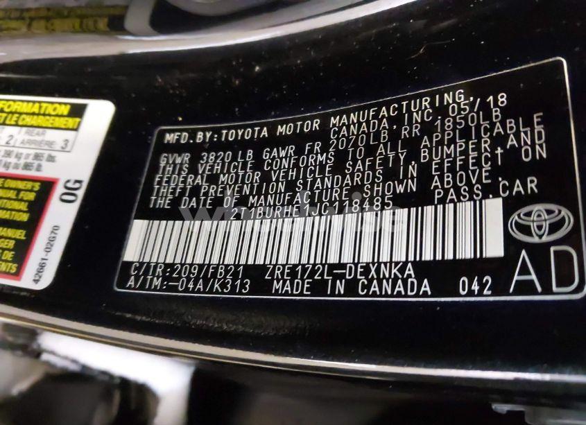 Photo 9 of 2018 Toyota Corolla LE (VIN 2T1BURHE1JC118485)