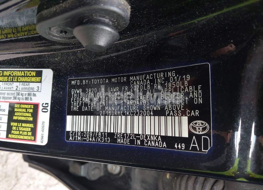 Photo 9 of 2019 Toyota Corolla LE (VIN 2T1BURHE1KC232004)