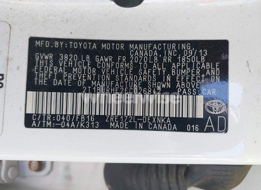 Photo 9 of 2014 Toyota Corolla LE (VIN 2T1BURHE2EC026842)