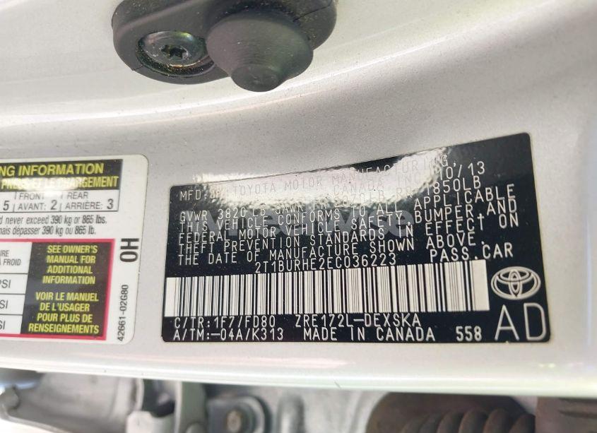 Photo 9 of 2014 Toyota Corolla S PLUS (VIN 2T1BURHE2EC036223)