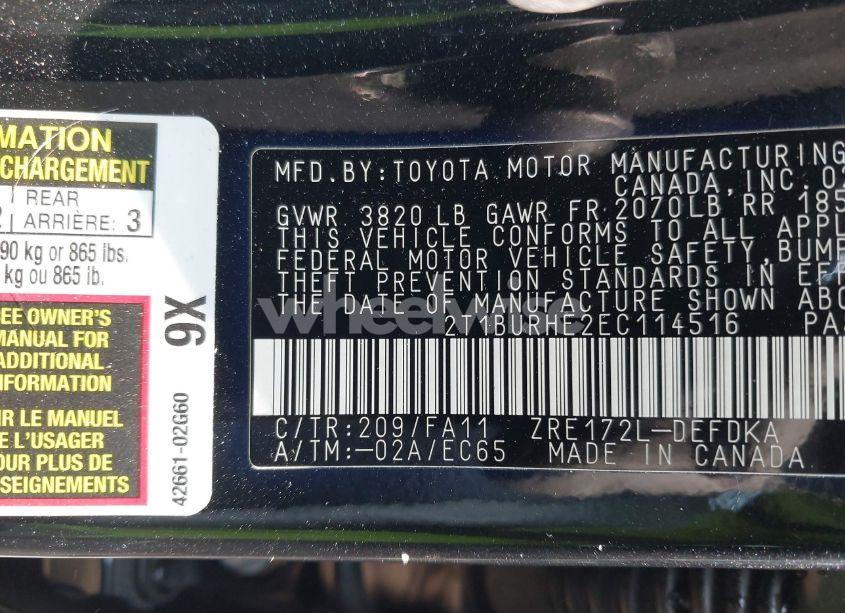 Photo 9 of 2014 Toyota Corolla L (VIN 2T1BURHE2EC114516)