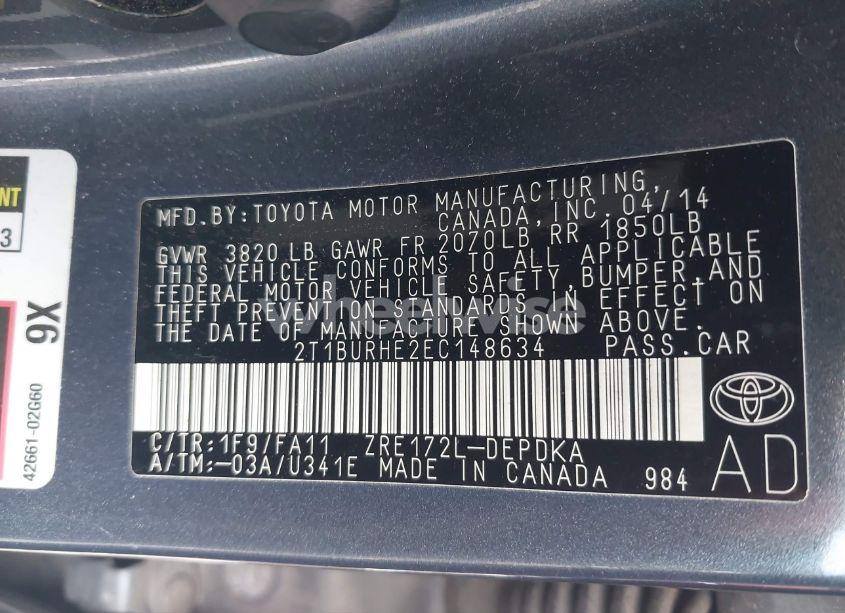 Photo 9 of 2014 Toyota Corolla L (VIN 2T1BURHE2EC148634)