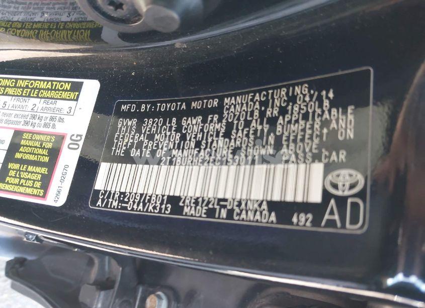 Photo 9 of 2014 Toyota Corolla LE (VIN 2T1BURHE2EC153011)