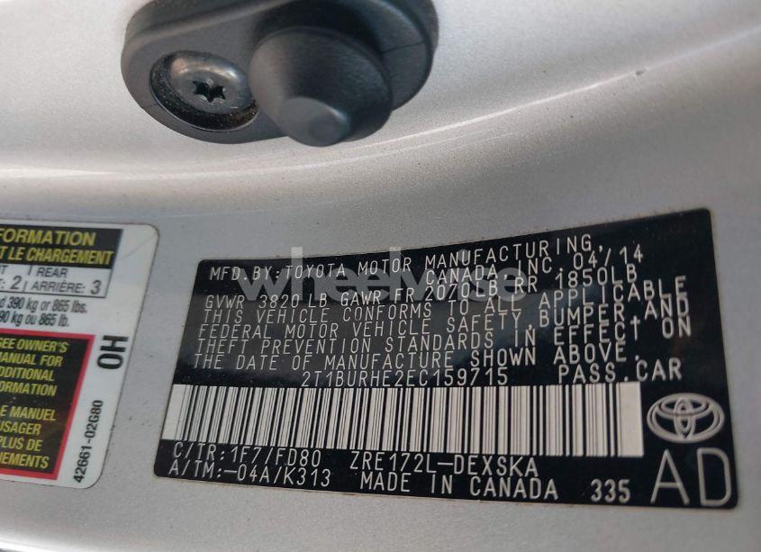 Photo 9 of 2014 Toyota Corolla S PLUS (VIN 2T1BURHE2EC159715)