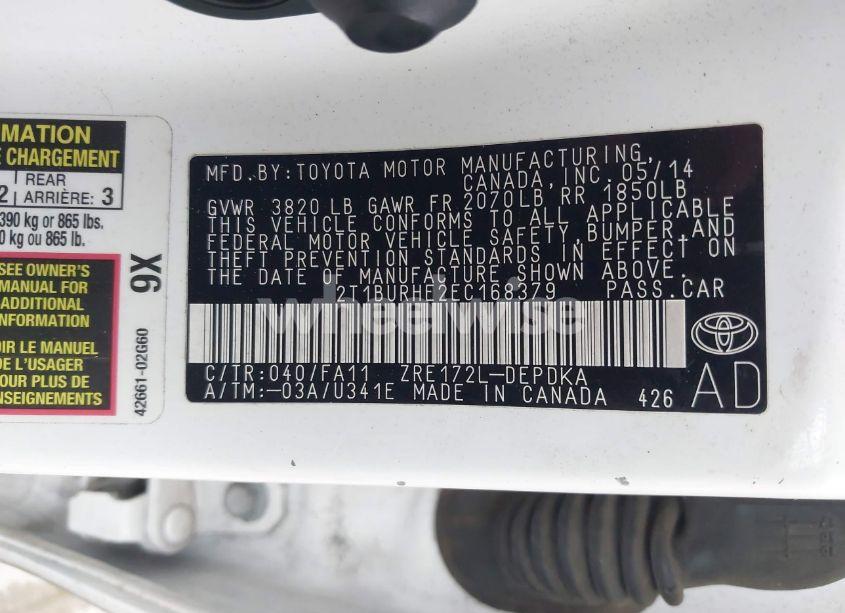 Photo 9 of 2014 Toyota Corolla L (VIN 2T1BURHE2EC168379)