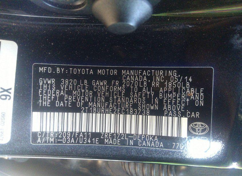 Photo 9 of 2014 Toyota Corolla L (VIN 2T1BURHE2EC183738)