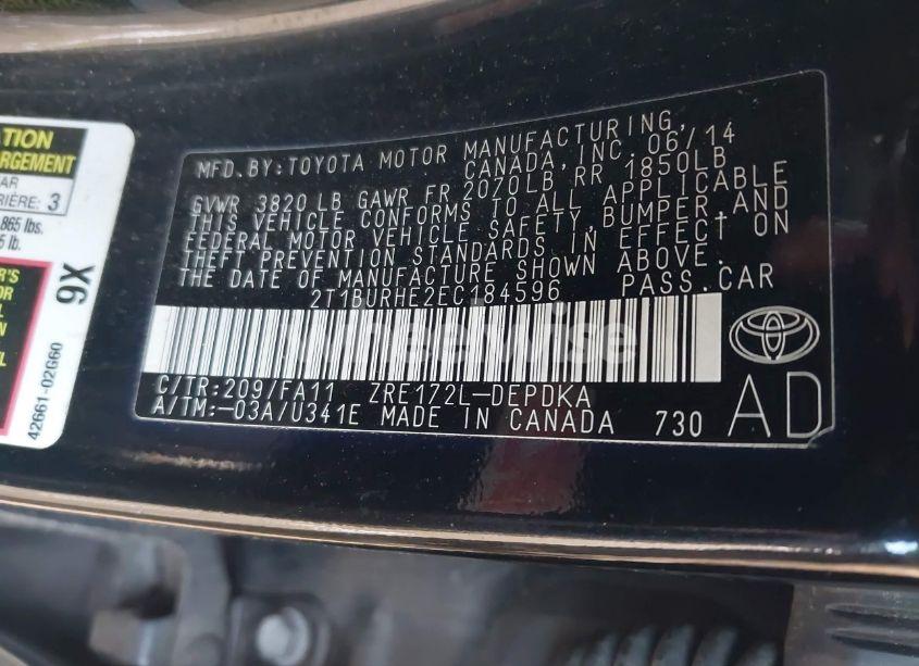 Photo 9 of 2014 Toyota Corolla L (VIN 2T1BURHE2EC184596)