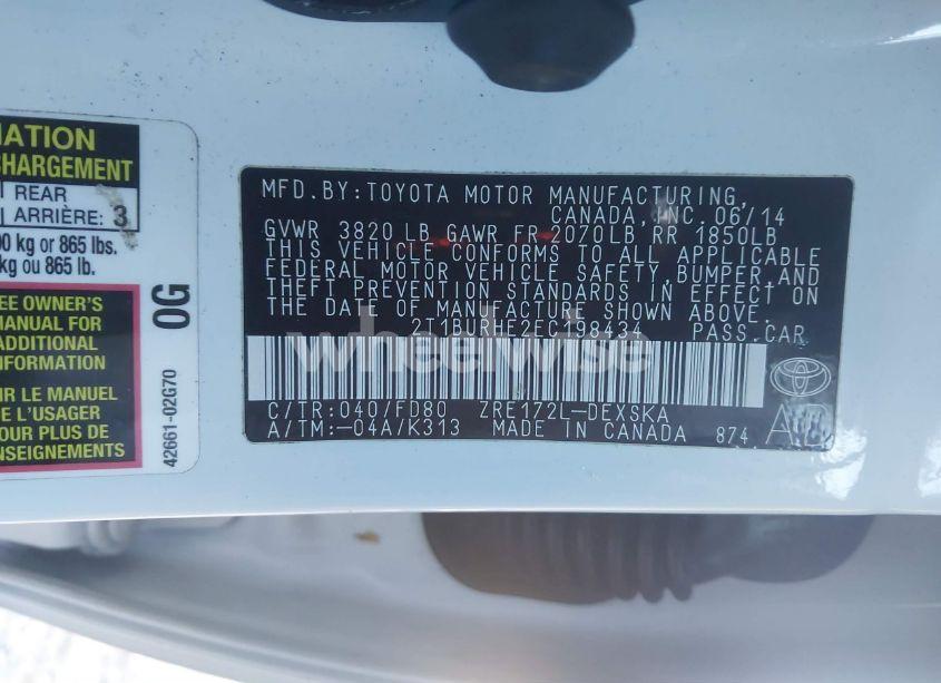 Photo 9 of 2014 Toyota Corolla S (VIN 2T1BURHE2EC198434)