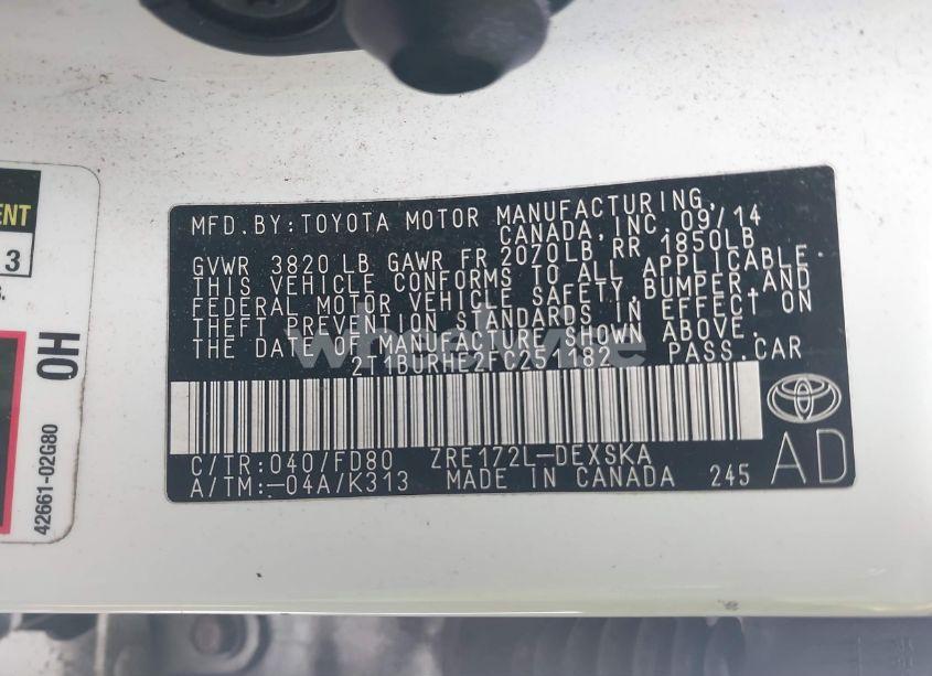 Photo 9 of 2015 Toyota Corolla S PLUS (VIN 2T1BURHE2FC251182)