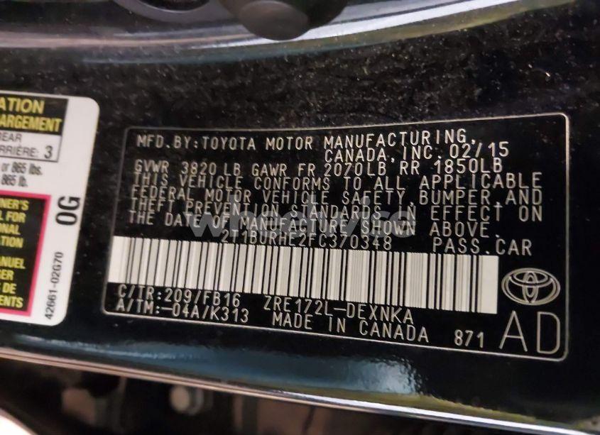 Photo 9 of 2015 Toyota Corolla LE (VIN 2T1BURHE2FC370348)