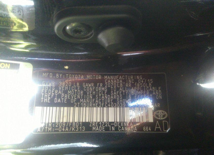 Photo 9 of 2015 Toyota Corolla LE (VIN 2T1BURHE2FC403039)