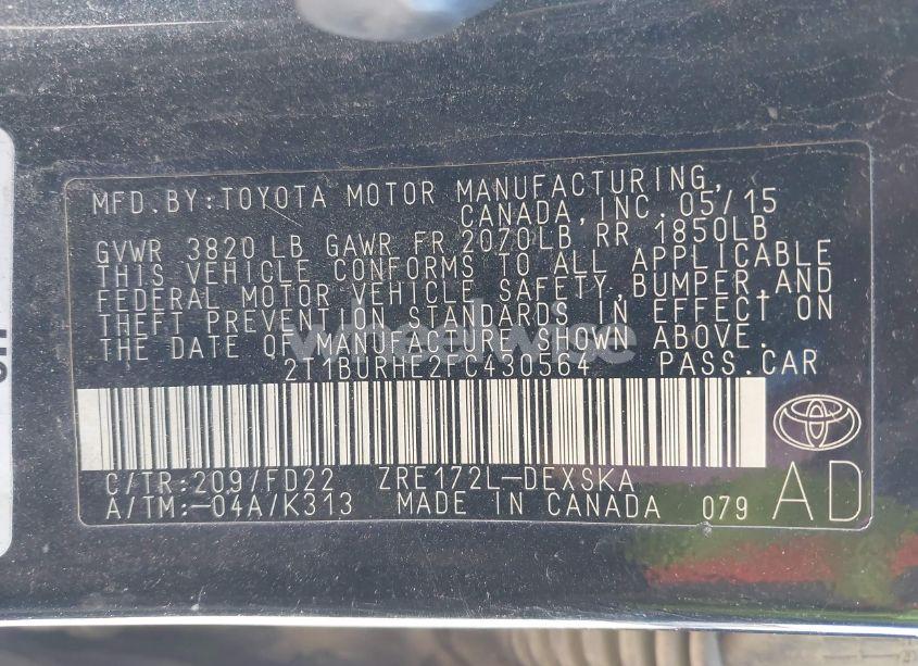 Photo 9 of 2015 Toyota Corolla S PLUS (VIN 2T1BURHE2FC430564)