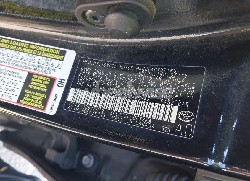 Photo 9 of 2015 Toyota Corolla S PLUS (VIN 2T1BURHE2FC465847)