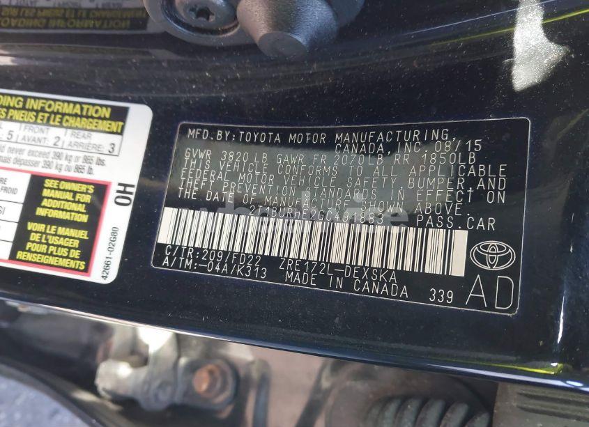 Photo 9 of 2016 Toyota Corolla S PLUS (VIN 2T1BURHE2GC491883)