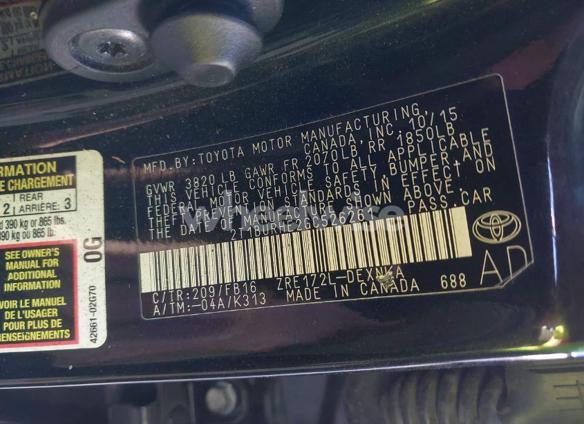 Photo 9 of 2016 Toyota Corolla LE (VIN 2T1BURHE2GC526261)