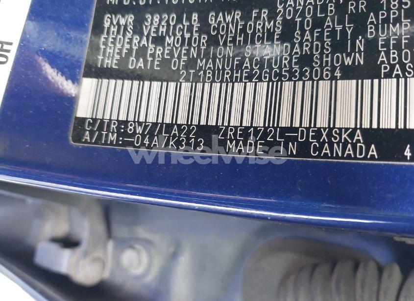 Photo 9 of 2016 Toyota Corolla S PREMIUM (VIN 2T1BURHE2GC533064)