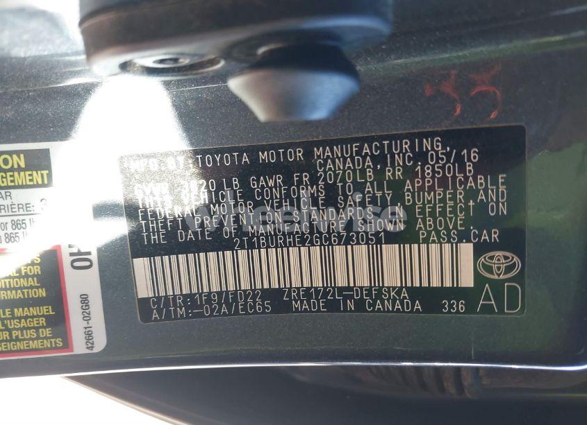 Photo 9 of 2016 Toyota Corolla S PLUS (VIN 2T1BURHE2GC673051)