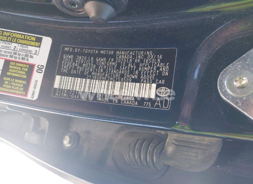 Photo 9 of 2017 Toyota Corolla L/LE/XLE/SE/XSE (VIN 2T1BURHE2HC759509)