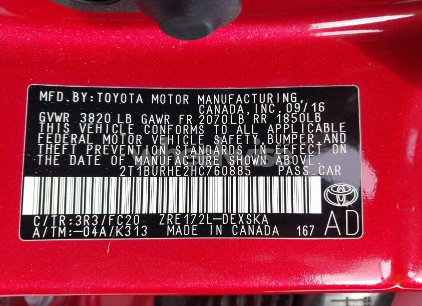 Photo 9 of 2017 Toyota Corolla SE (VIN 2T1BURHE2HC760885)