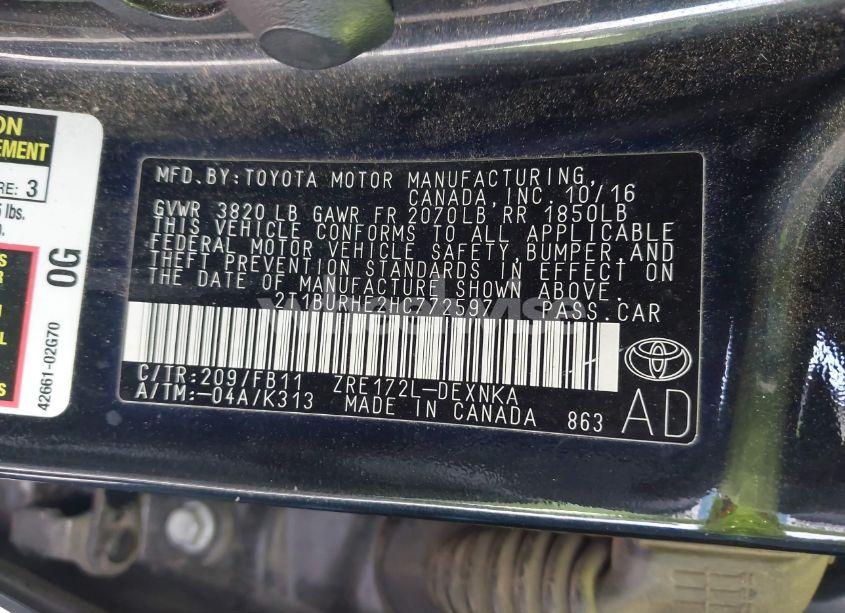 Photo 9 of 2017 Toyota Corolla LE (VIN 2T1BURHE2HC772597)