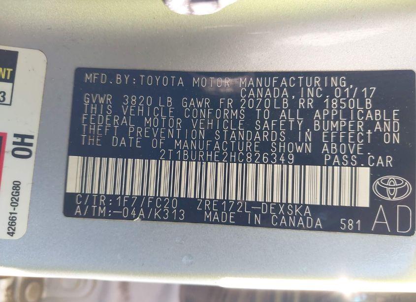 Photo 9 of 2017 Toyota Corolla SE (VIN 2T1BURHE2HC826349)