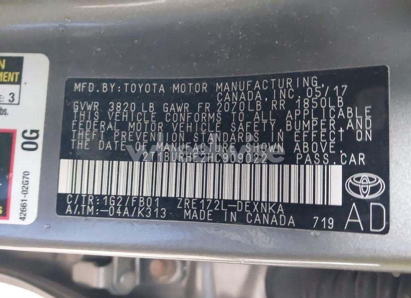 Photo 9 of 2017 Toyota Corolla LE (VIN 2T1BURHE2HC909022)