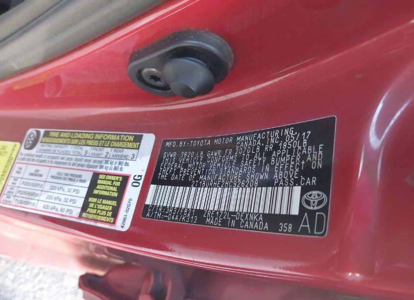 Photo 9 of 2017 Toyota Corolla LE (VIN 2T1BURHE2HC926208)