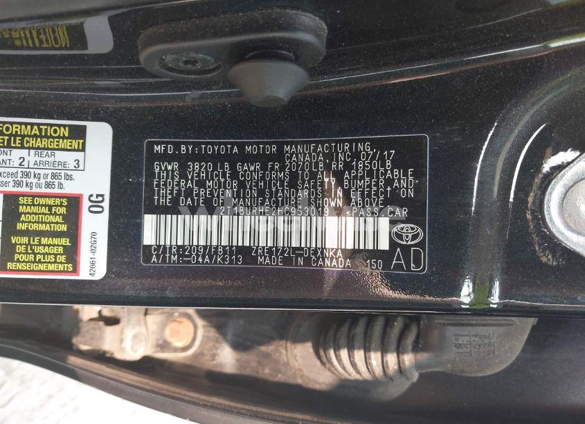 Photo 9 of 2017 Toyota Corolla LE (VIN 2T1BURHE2HC953019)