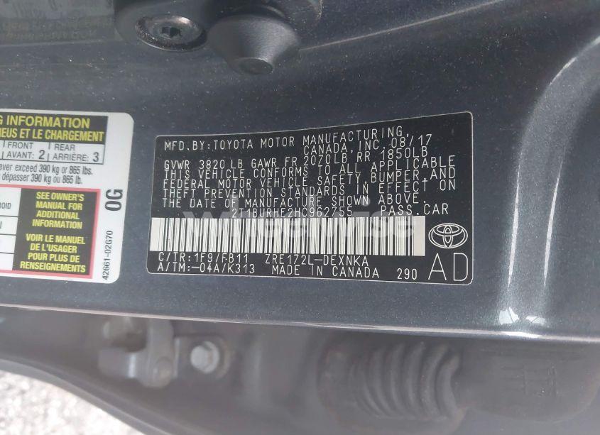 Photo 9 of 2017 Toyota Corolla LE (VIN 2T1BURHE2HC962755)