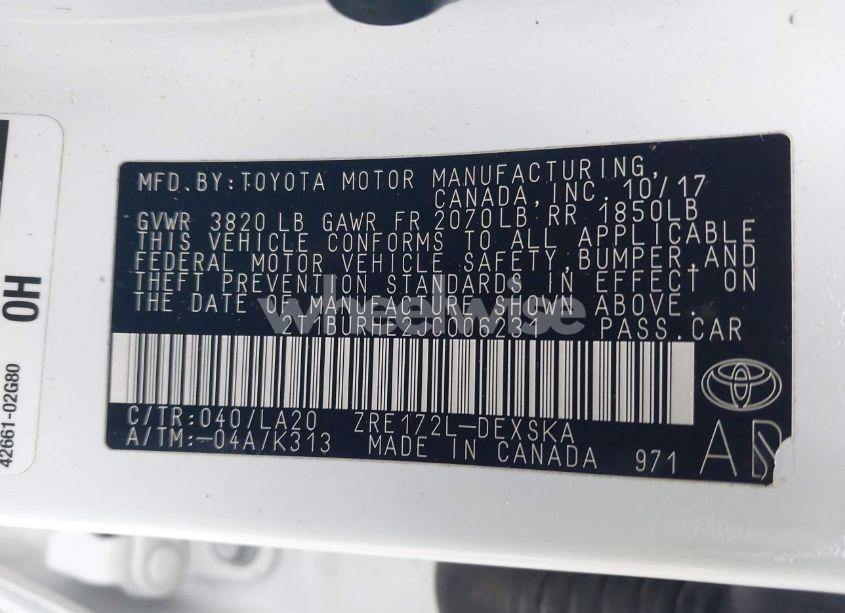 Photo 9 of 2018 Toyota Corolla XSE (VIN 2T1BURHE2JC006231)