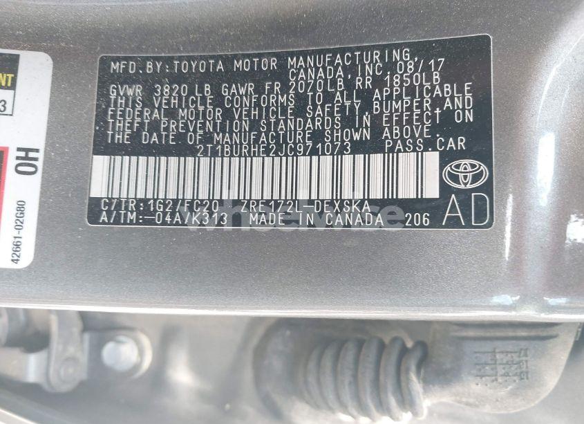 Photo 9 of 2018 Toyota Corolla SE (VIN 2T1BURHE2JC971073)