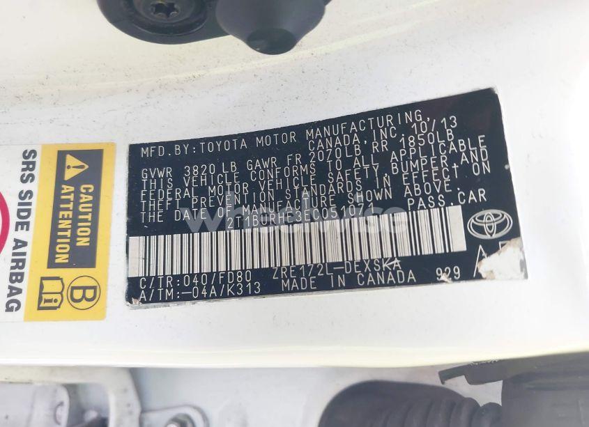 Photo 9 of 2014 Toyota Corolla S PLUS (VIN 2T1BURHE3EC051071)